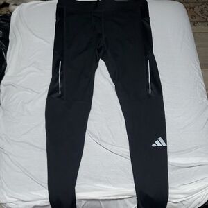 Adidas Black Leggings with White Logo And Zipper No Tag